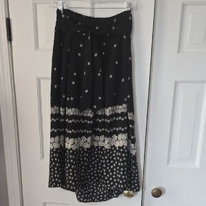 Max Studio Black and White Patterned Midi Skirt